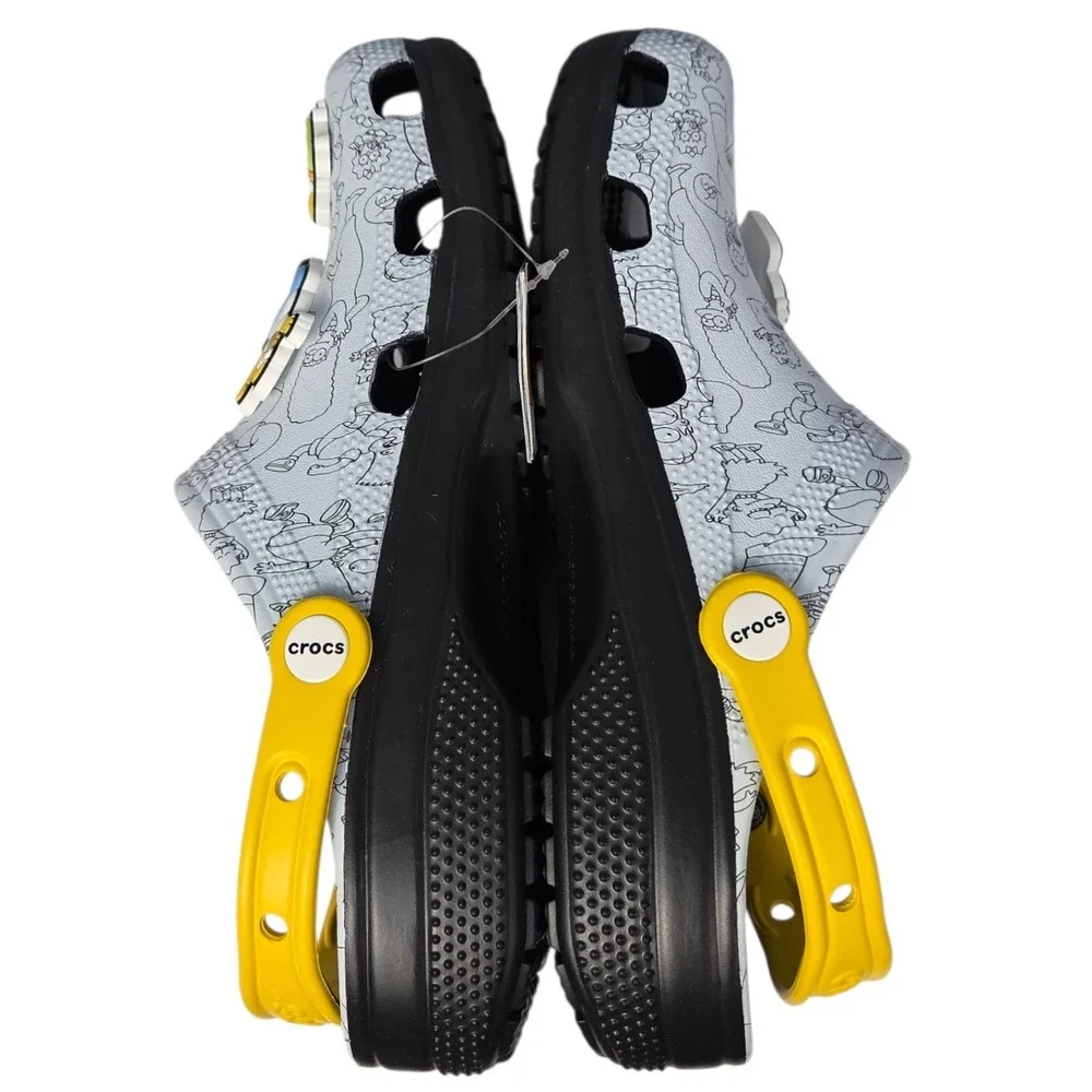 Crocs The Simpsons Classic Clogs Men 8 Women 10 White Jibbitz Charms Slip On NEW